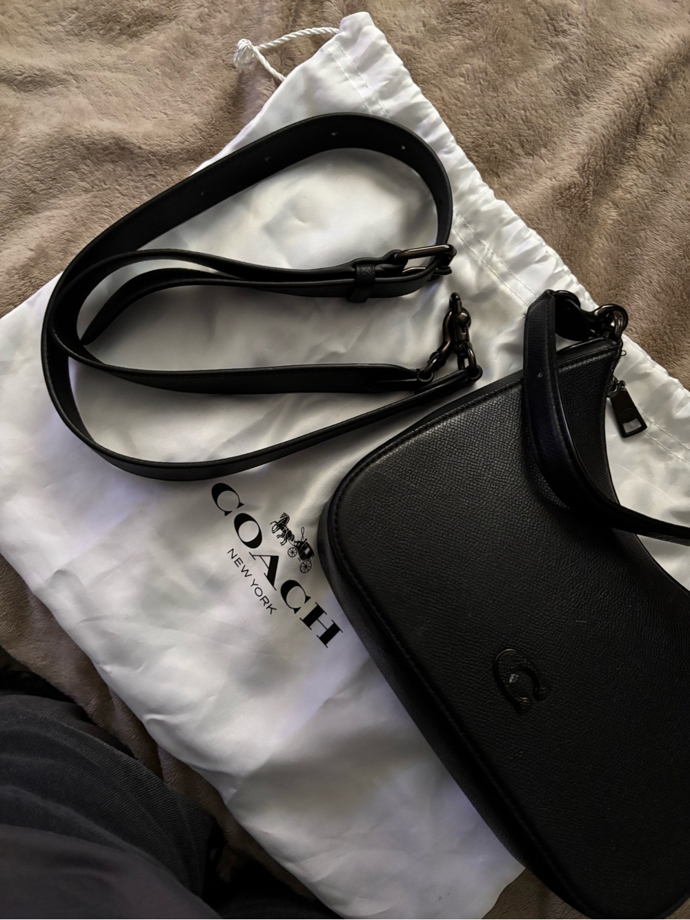 Coach Black Textured Leather Crescent Shoulder Bag - Picture 5 of 5